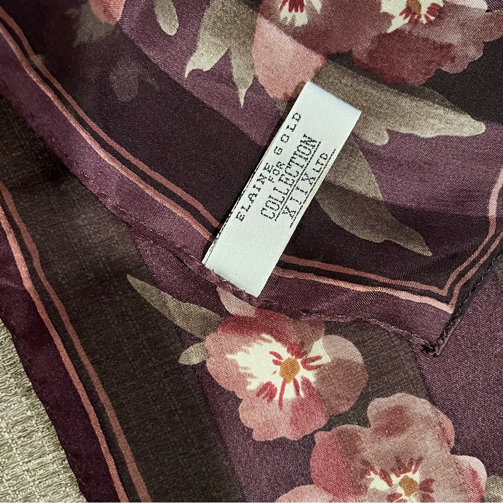 Floral Burgundy and Pink Scarf - Picture 4 of 4